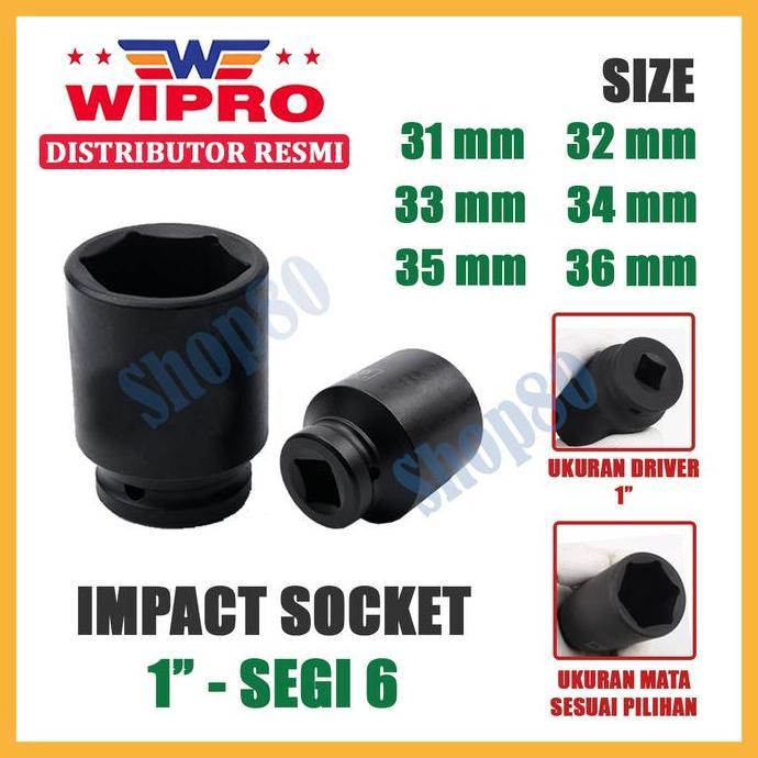 YORKSHIREY Wipro Mata Kunci Shock Impact Sok Sock 1" 6PT 31 32 33 34 35 36 mm - 31 mm