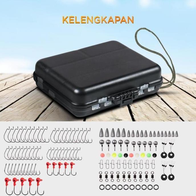 Set Kail Pancing Timah Kili Kili / Kail Pancing Fishing Hook Tackle Box Set 148 PCS - JY07
