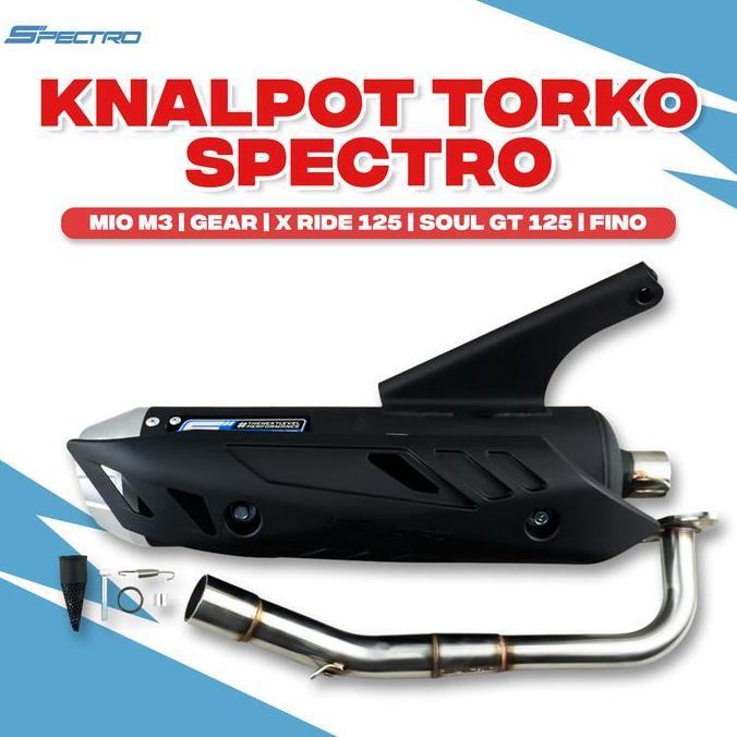 Spectro Knalpot Torko Mio M3 Soul GT Fino Xride 125 Kenalpot Standar Racing Full Package Stainless