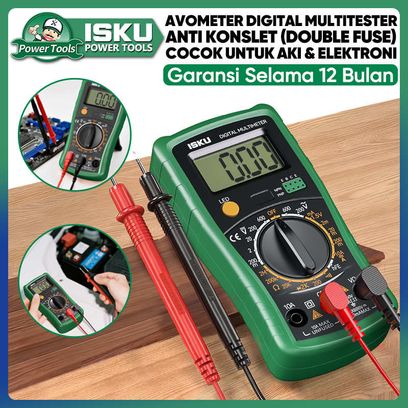 ISKU Tang Ampere Digital Clamp Meter 600A True RMS Multitester Avometer Anti Bakar Cerdas Alat Ukur 