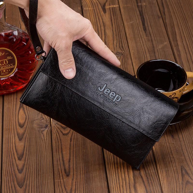 Tas Clutch Kulit Premium Jeep Buluo - Dompet Pria & Wanita Import Original Untuk Pesta & Kerja | Bra