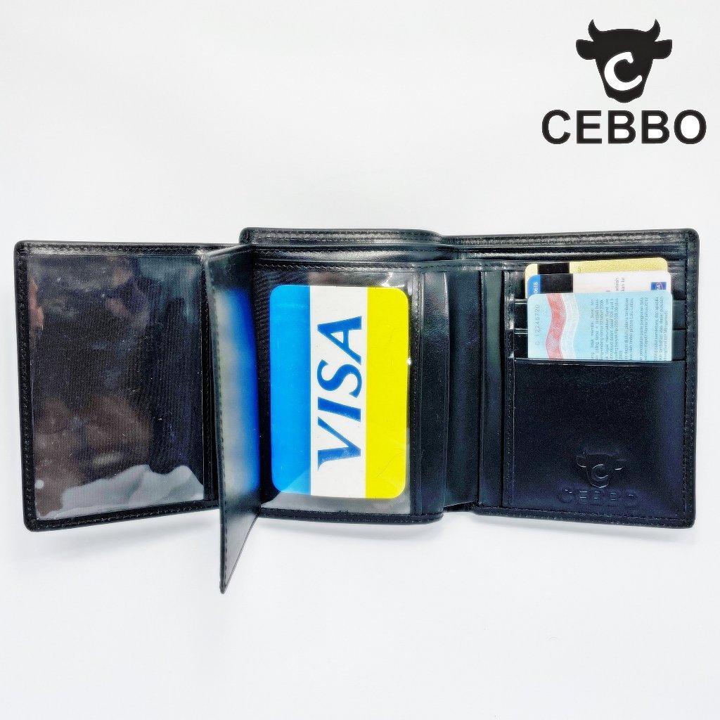 Cebbo Dompet Kulit Asli Dompet Pria Model Lipat 3 Dompet Model Berdiri