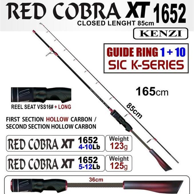 KENZI Rod Pancing Red Cobra XT 1652 Joran Reel alat  pancing