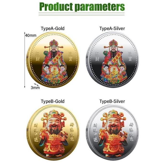 QINGACHO Koin Money Amulet Feng Shui Dewa Kekayaan untuk Keberuntungan Finansial Simbol Kuat Pengund
