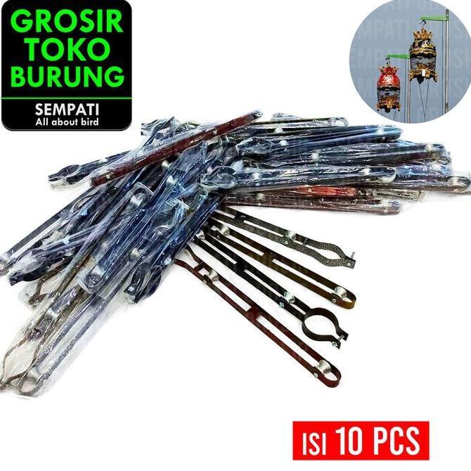 SEMPATI GROSIR Katrol Perkutut Model Antik Kerekan Besi Panjang Isi 10 Pcs Warna Antik Gantungan San