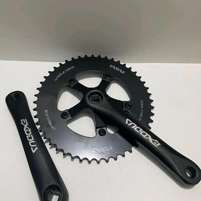 CranksetsepedafixiesinglespeedExodus46T & 48t BCD 130 panjang arm 170mm alloy