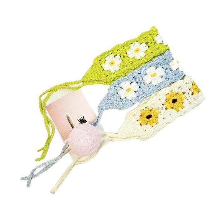 QINGACHO Bandana Rajut Headband Knit Korean Bandana Scarves Bando Kain Rajut Bando Motif Kain Rajut 