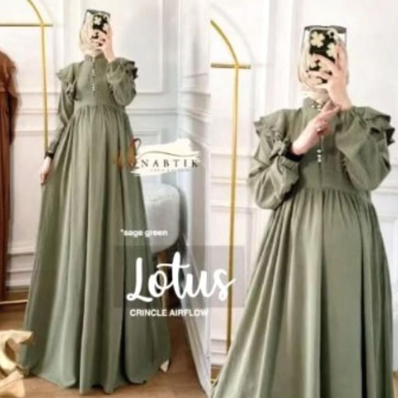 TERBARU GAMIS LOTUS CRINGKLE AIRFLOW LD 115/GAMIS KANCING RUFFLE BUSUI PREMIUM QUALITY