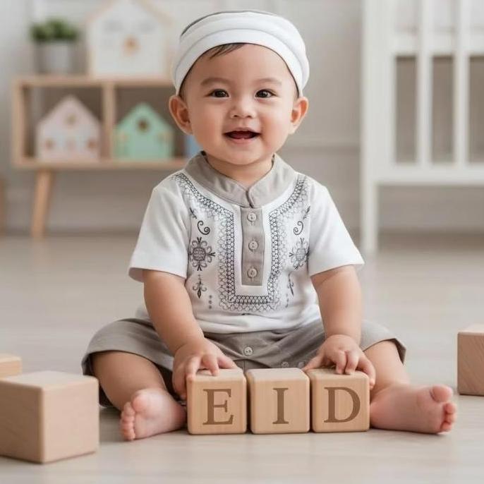 Hokiku Pakaian Muslim / Baju Koko Premium Lebaran / Aqiqah Bayi Laki-Laki Romper Bayi Allshop