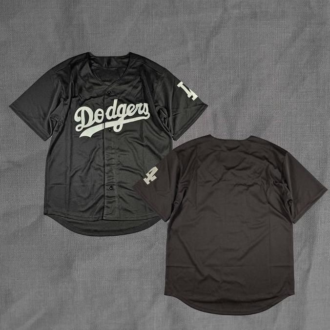BORDIR Jersey Baseball - Dodgers Hitam | Baju Baseball Shirt
