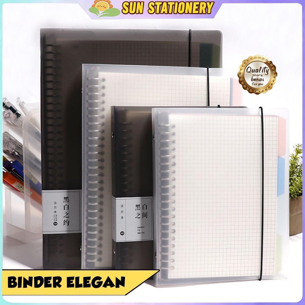 Diskont Binder A5/B5 Buku Binder Aesthetic Transparan Hitam Putih Notebook Aesthetic Korea