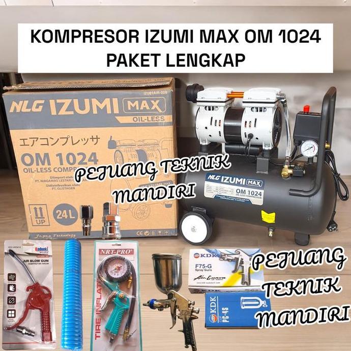 MESIN KOMPRESOR ANGIN OILLESS IZUMI MAX OM 1024 1HP / IZUMI OM1024 24L