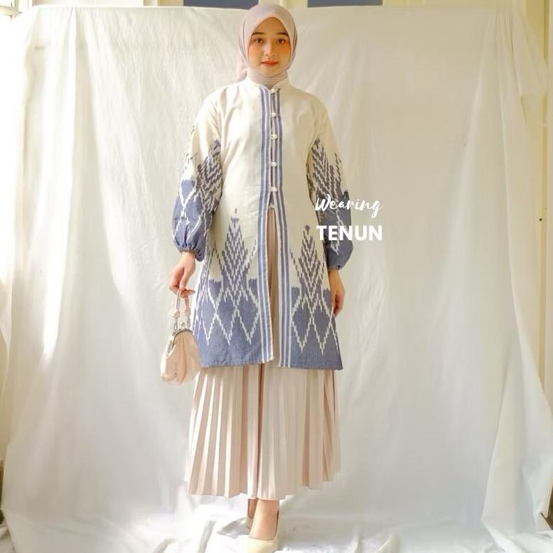 promo terbaru tunik cesila batik tenun wanita ethnic baju wanita, blouse tenun wanita, atasan batik,
