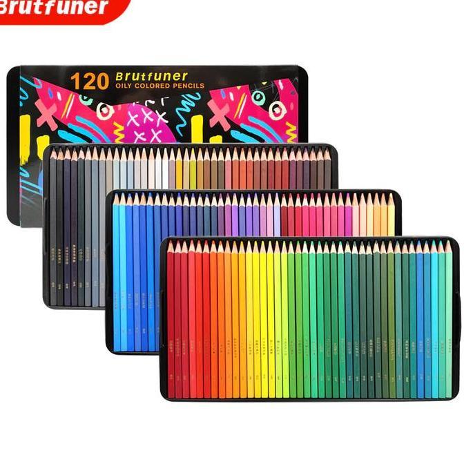 Brutfuner 120 colors Professional Oil Color Square Pencils Set TINBOX