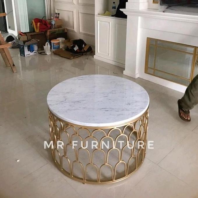 Terbaru Meja Bulat Marmer Carrara Model Ornamen D 80 Cm