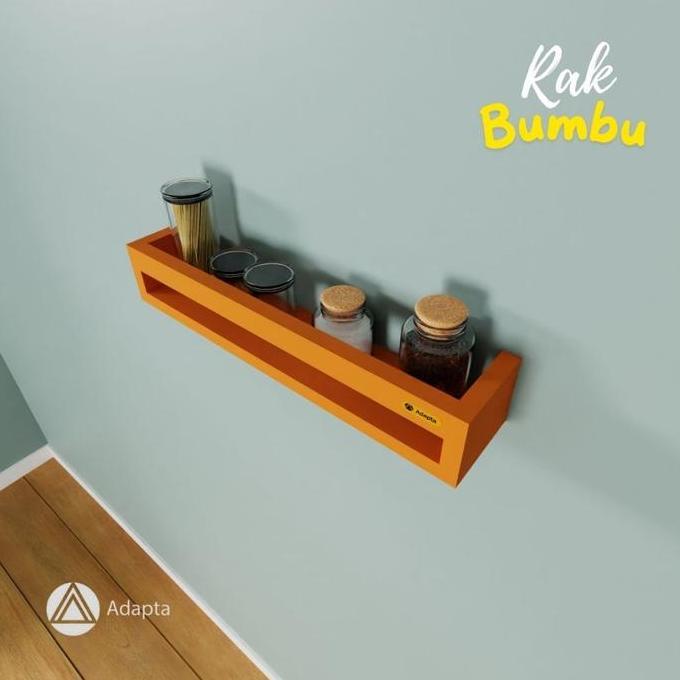 Adapta- Rak Dapur Tempat Bumbu Tempel Dinding Warna Orange -Rak Bumbu Dapur Tempel Dinding - Rada D2