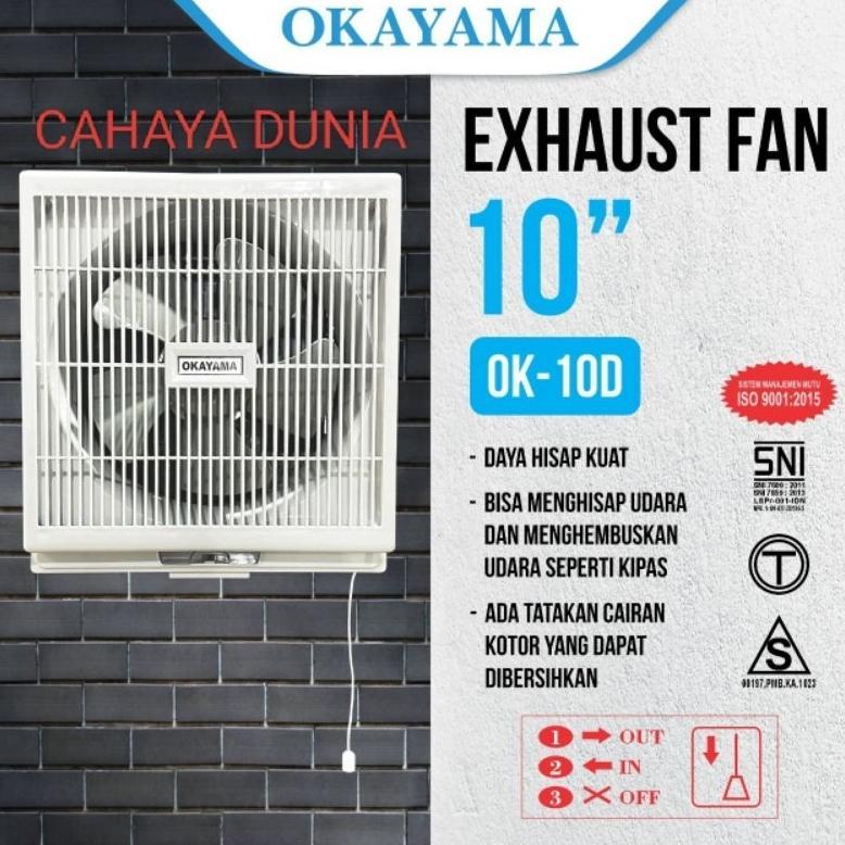 Terbaru Exhaust Fan Okayama 10Inch Dinding (Keluar Masuk) Ok-10 D