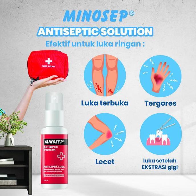 Med- Minosep Antiseptic Solution Obat Luka Spray 30Ml 4 Botol Obat Merah Ekstrasi Gi Chlorhexidine