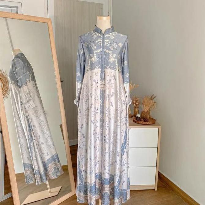 Khza- Gamis Dress Silky Motif Seragam Pengajian Nikah Taklim
