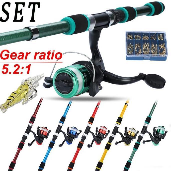 Sougayilang Set 180cm Joran Pancing Reel Pancing Berkualitas Tinggi  Kail Pancing Snakehead Logam Ku