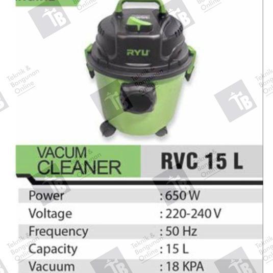 Tronix- Ryu Vacum Cleaner 15L Wet And Dry Rvc 15/ Penyedot Debu Basah Kering Mesin Vacuum Vakum