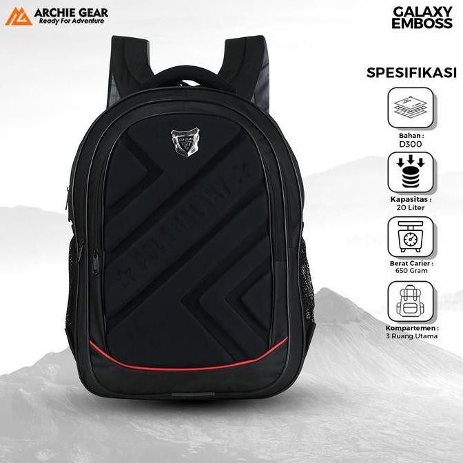 Tas Ransel Backpack Gendong Sekolah Murah SD SMP SMA Kuliah Kerja Galaxy Pola Emboss Keren Hitam Bag