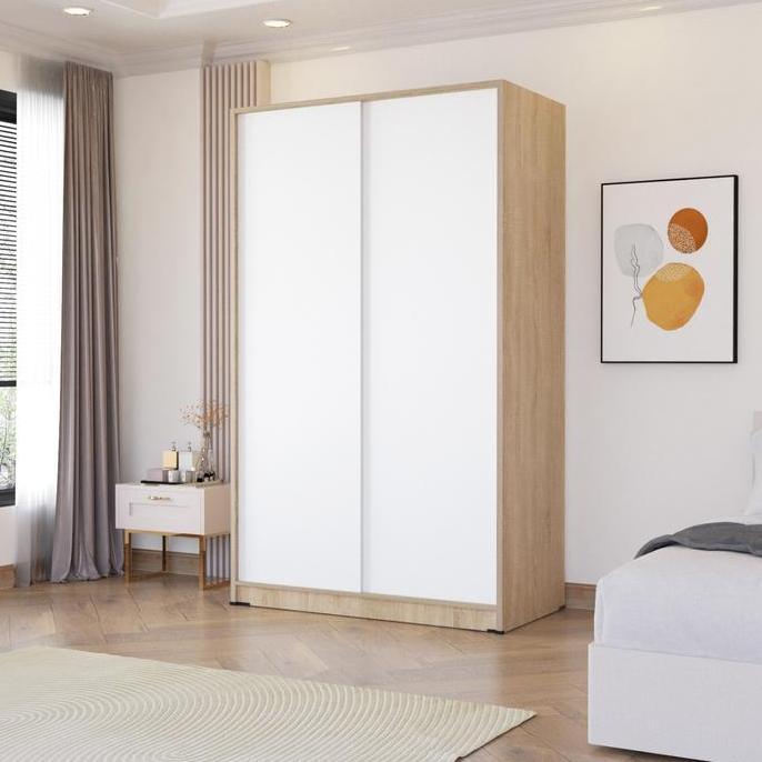 Terlaris Lemari Pakaian Kayu 2 Pintu Sliding / Geser Modern Minimalis - Taylor