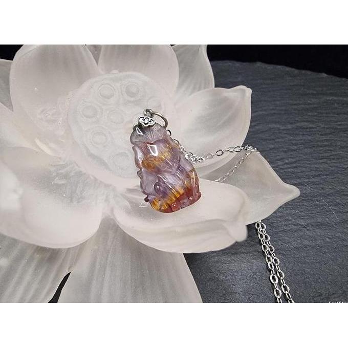 Kalung Liontin Batu 9 Tails Fox Auralite 23 Quartz Super Full Natural 20mm F1427