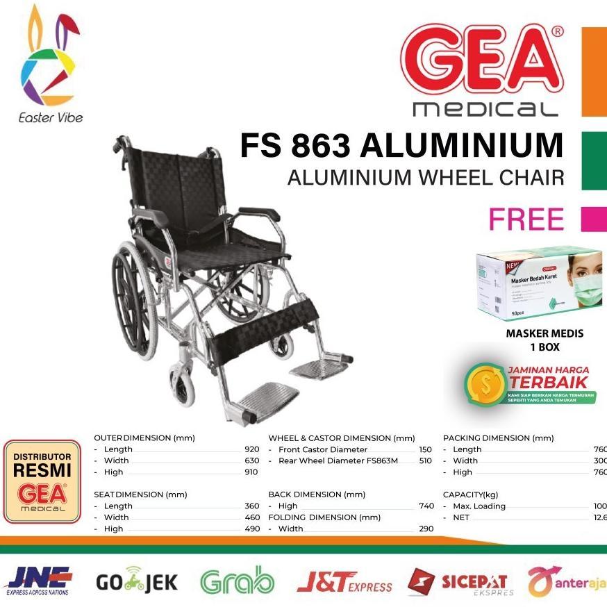 Gea Kursi Roda Lipat Fs 863 Aluminium - Wheelchair Fs863