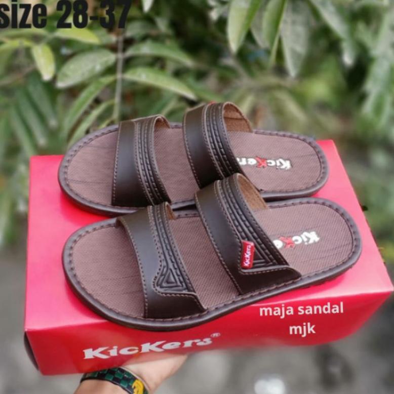 Free Ongkir Sandal Anak Kicres Slop Ban 2 Sandal Anak Kulit Size 28-37 Sandal Anak Laki Laki Slop Mu