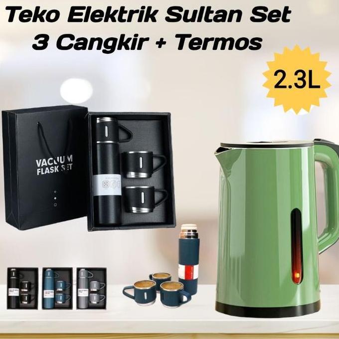 Promo Teko Listrik Stainless 2.3 Liter Electric Kettle Pemanas Air Ketel Besar Otomatis Mati Sendiri