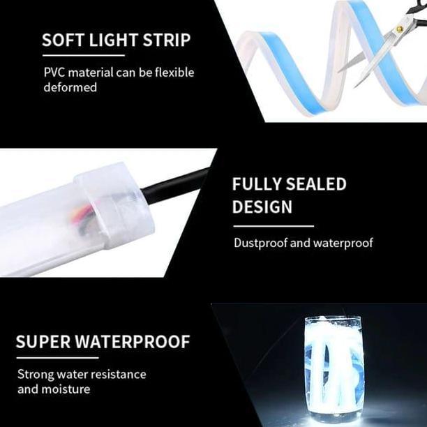 Lampu Alis DRL Lampu Alis LED Flexible 2 Mode 30 Cm Waterproof Lampu Alis Running 30 Cm Universal Se