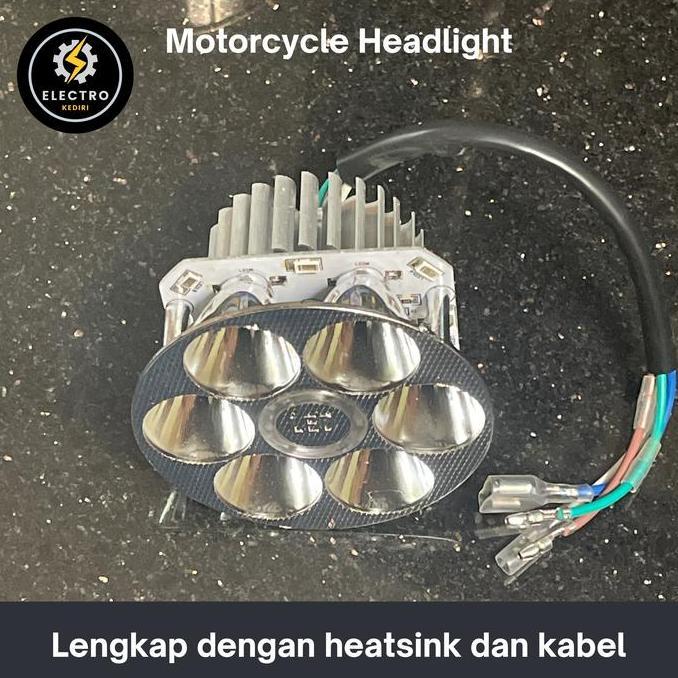 '+'+'+'+] Headlight motorcycle led bulat 6 mata + pendingin | led headlamp motor