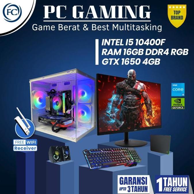 mka_jayadira - pc gaming & design full set ddr4 i5-10400f / 16gb / 1650 4gb + monitor