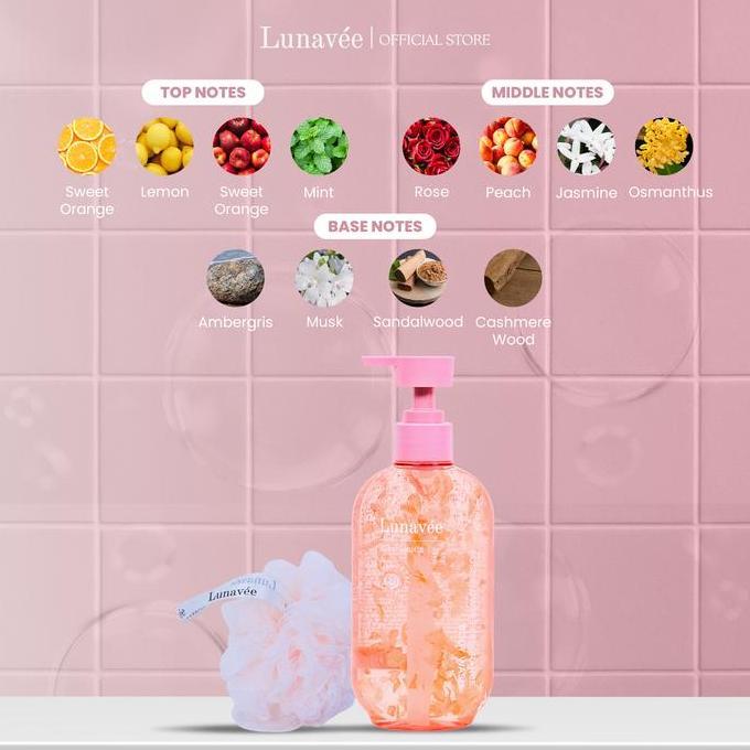 Skin- Lunave - Bundle Radiant Glow Body Lotion 250Ml + Rose Flowers Body Sh 400Ml (Free Gift) Mencer