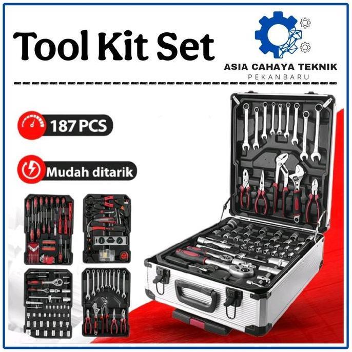 Terlaris Tool Kit 187 Pcs Perkakas Bengkel Tool Box Set Koper Set Perkakas Bengkel / Alat Bengkel Pe