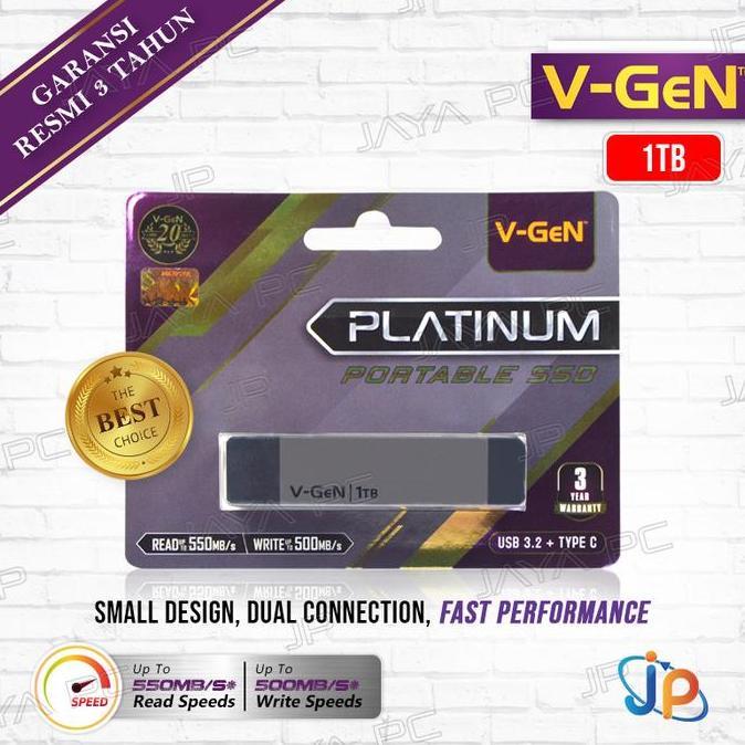 New- Netyou- V-Gen Ssd Portable Platinum 1Tb - Vgen 1 Tb Usb 3. Type C