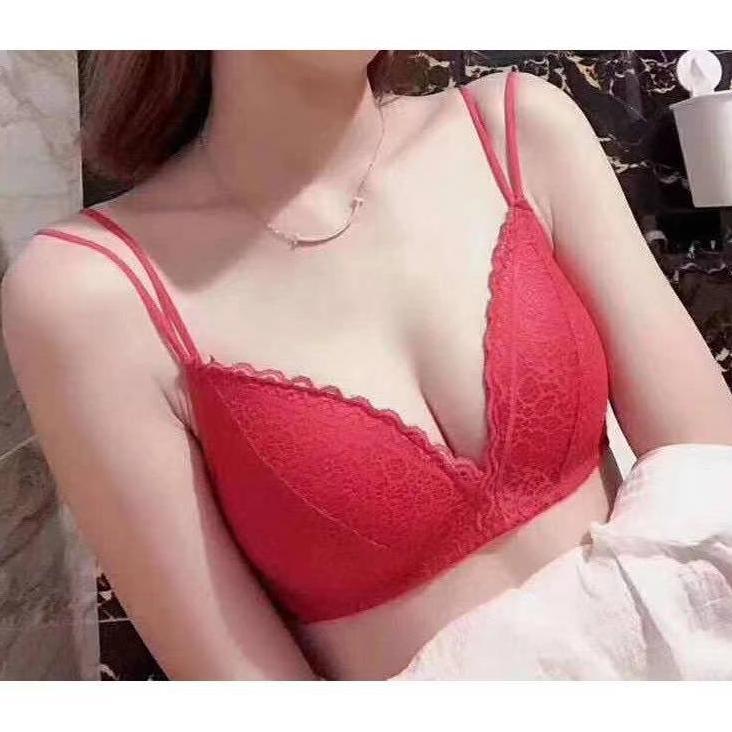 HOT BRA PUSH-UP JEPANG SEXY ONE-PEICE SEGITIGA BRA BERONGGA KELUAR RINGAN BRA TANPA KAWAT BAHAN WANI
