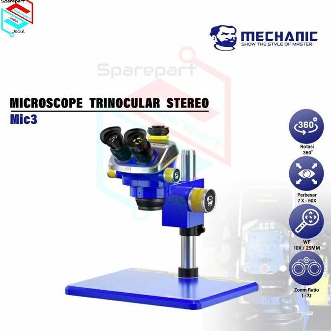 Mechanic MIC3 B11 Microscope Trinocular Stereo Original - Mikroskop Trinocular Stereo Teknisi Pemula