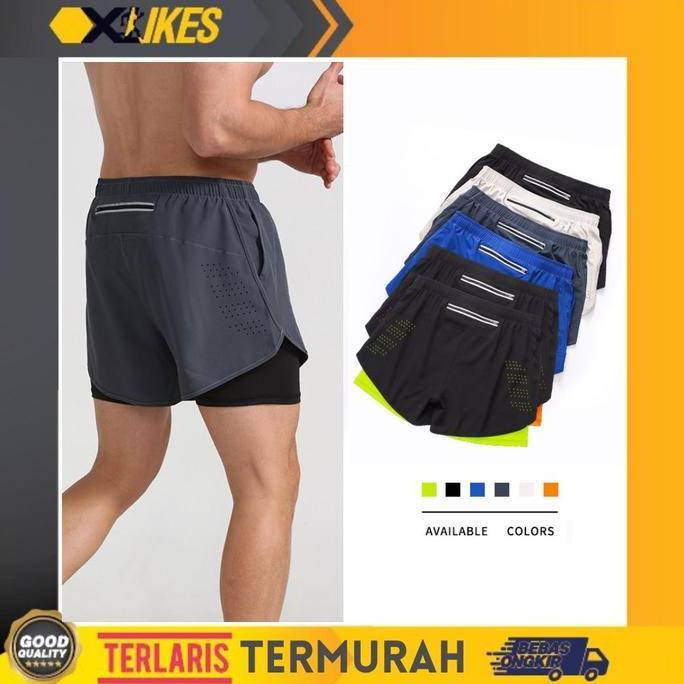 DK22 Celana Pendek Olahraga Lari Pria Gym Training Legging Sport Pria