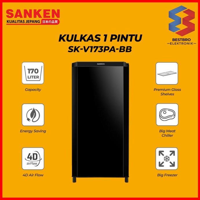 Sanken Kulkas Satu Pintu SK-V173PA-BB Hitam