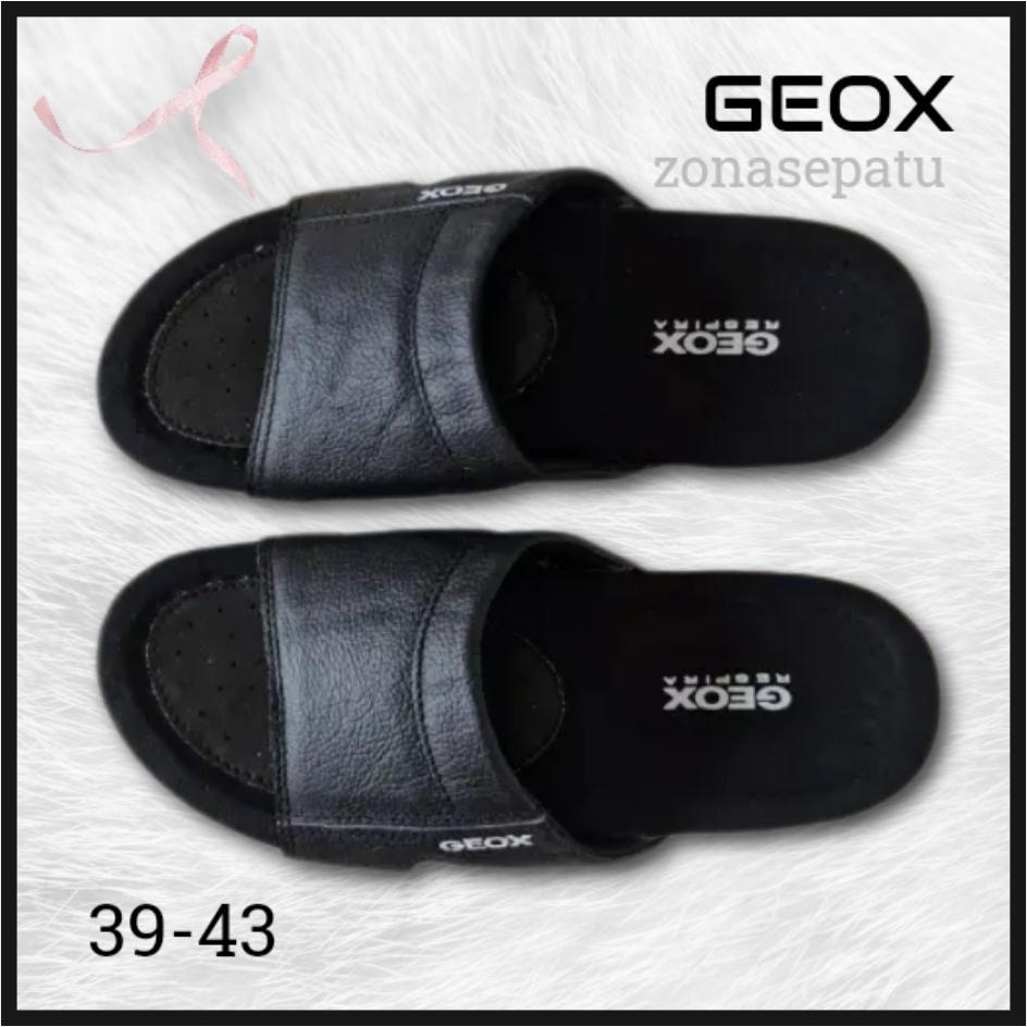 Diskon Sandal Geox_Pria Kulit Selop Cowok / Sandal Bapak-Bapak Ganteng Bahan Kulit Slip On Geox Leba