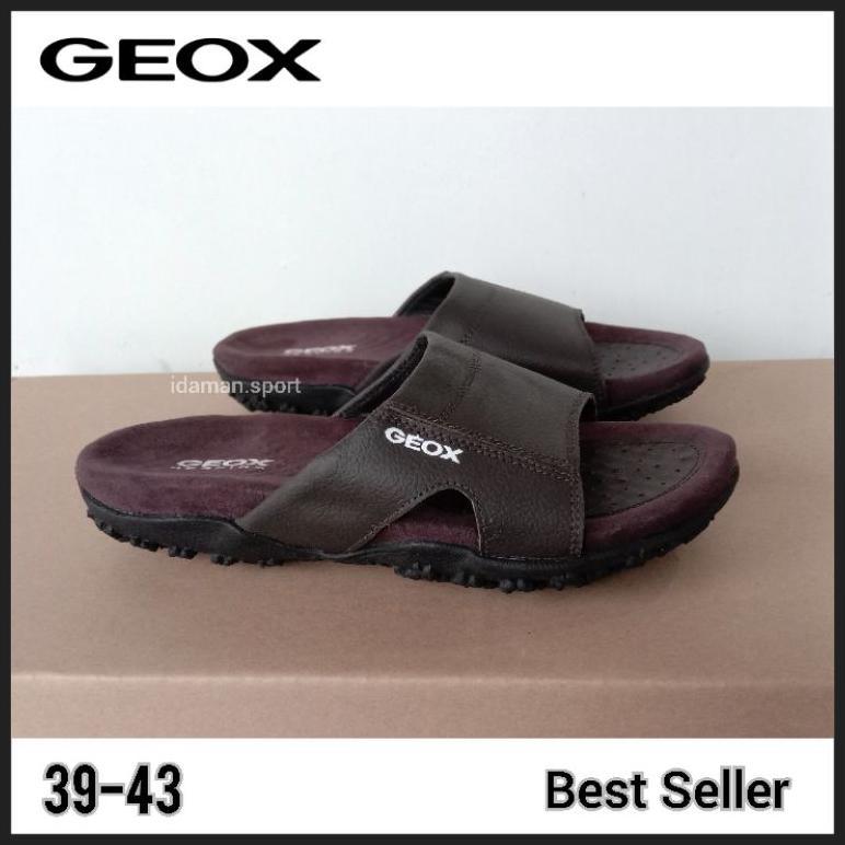 Free Ongkir Sandal Geox_Pria Kulit Selop Cowok / Sandal Bapak-Bapak Ganteng Bahan Kulit Slip On Geox