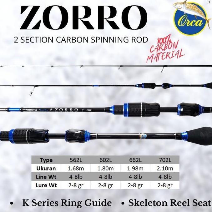 Joran Dan Top Section Orca Zorro 602 662 702 Carbon Hollow Ultralight Series Lure Pancing