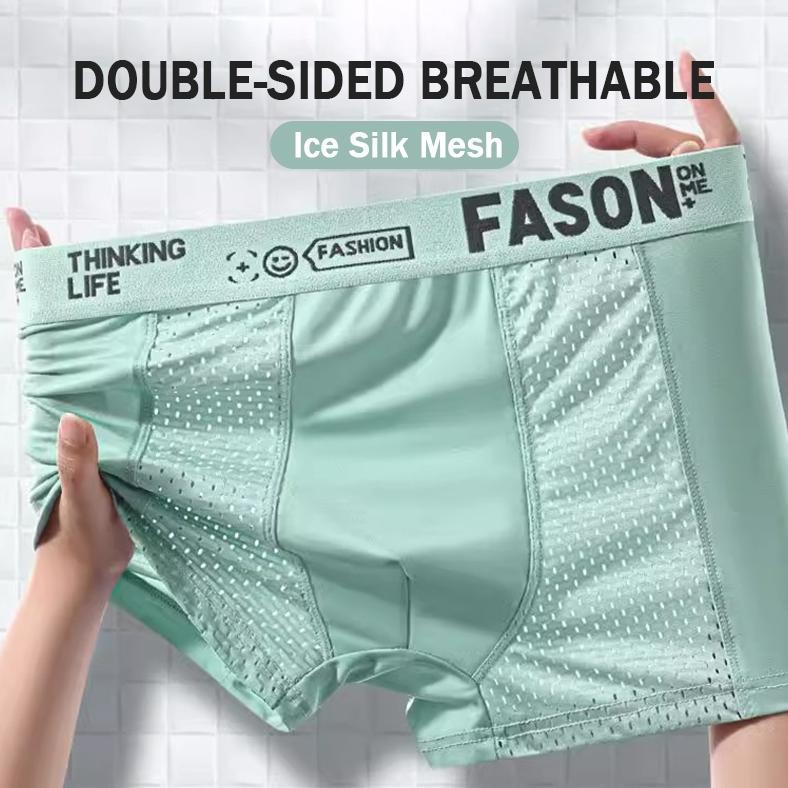PAKET 4 PCS Celana Dalam Boxer Pria Ice Silk Adem Lembut Tipis Antibakteri CD/celana dalam pria