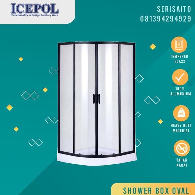 Shower Box Oval / Shower Screen Kaca + Shower Tray
