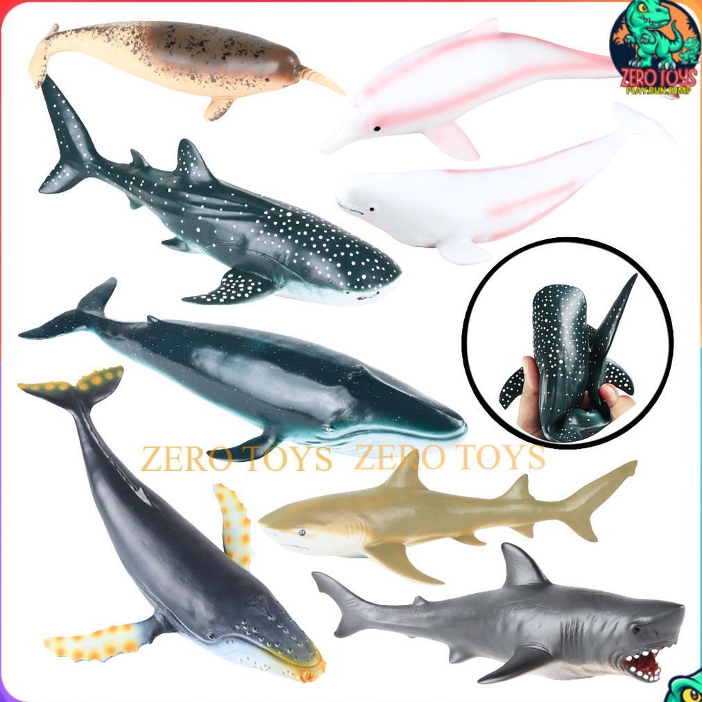 FIGURE HEWAN LAUT HIU PAUS MEGALODON TIGER SHARK SOFT RUBBER