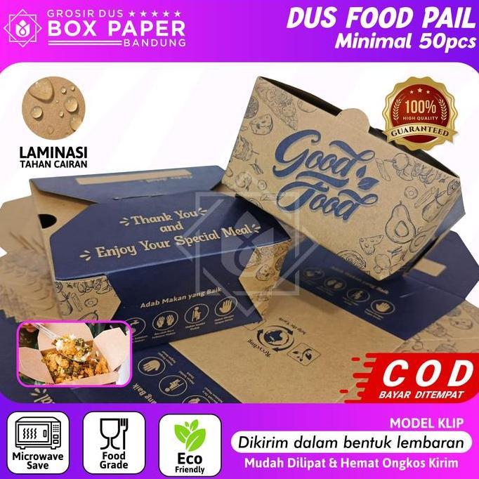 KOMARIJUILI - (50 PCS) FOOD PAIL MOTIF RICE BOX 290GSM PAPER LUNCH BOX KERTAS DUS MAKANAN TAKEAWAY K