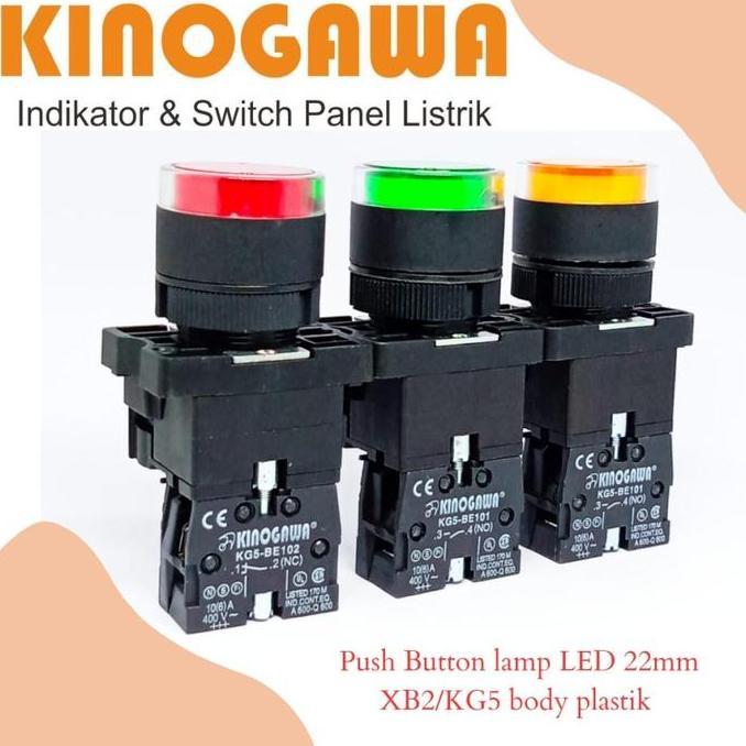 Berkah Baktie - Push Button Tombol Tekan Lamp Led 220Vac Body Plastik Xb2 22Mm - Tombol On Off Lampu