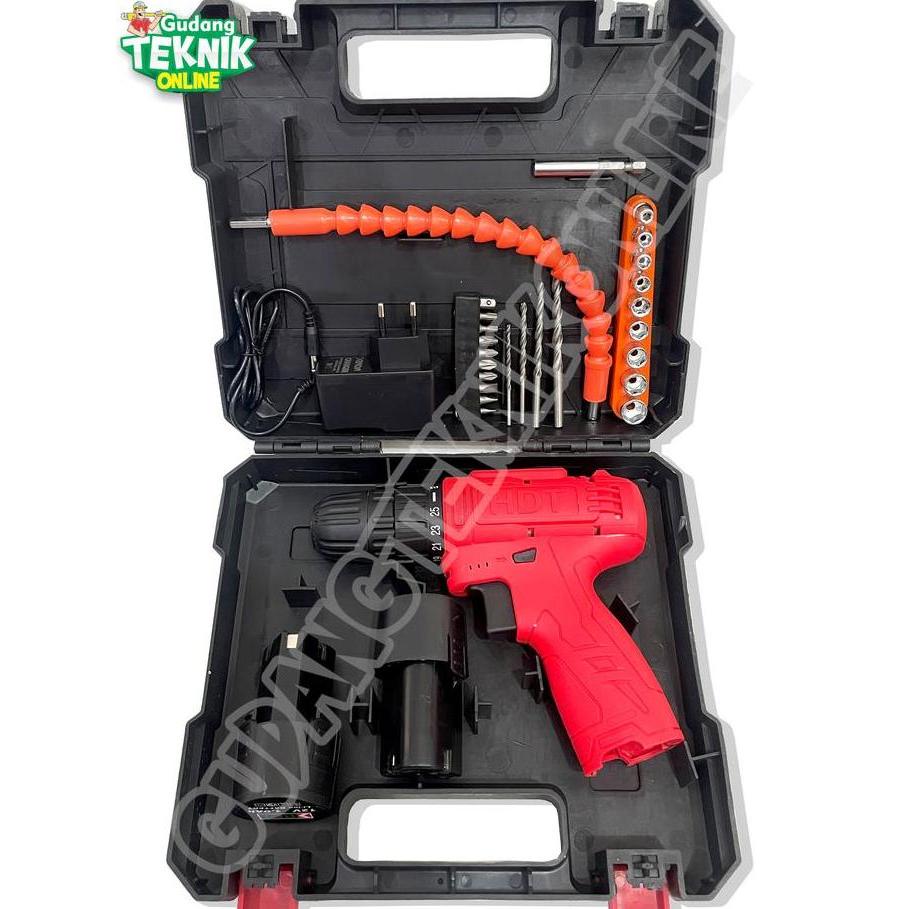 Mesin Bor CORDLESS 10mm HDT CDD405 12V / Mesin Bor Tangan BATTERY BATERAI 10 mm Bor Kayu Besi Cordle